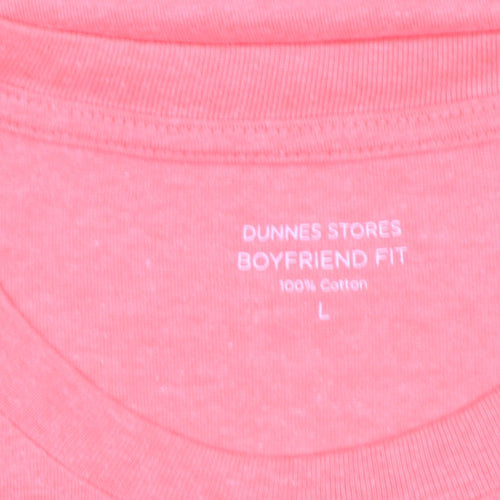 Dunnes Stores Womens Pink Cotton T-Shirt Size 16 Casual Boyfriend Fit