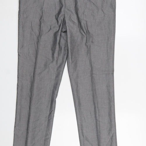 Next Men Grey 32W 33L Slim Dress Pants Polyester Viscose