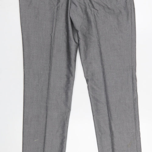 Next Men Grey 32W 33L Slim Dress Pants Polyester Viscose