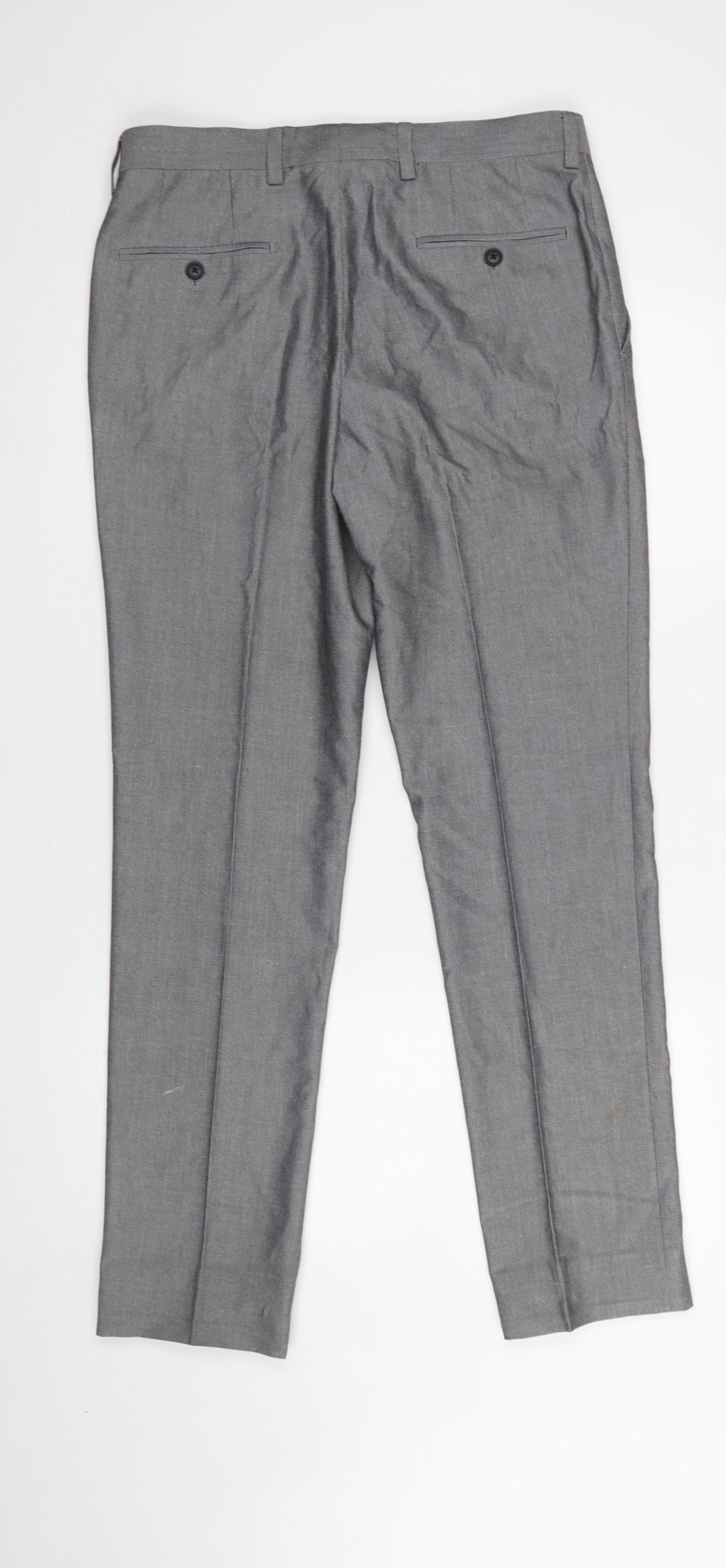 Next Men Grey 32W 33L Slim Dress Pants Polyester Viscose