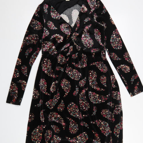 Monsoon Women's Black Paisley Velvet A-Line Dress Size 10
