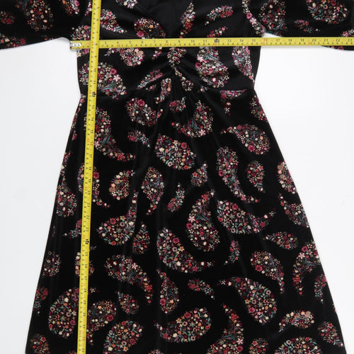 Monsoon Women's Black Paisley Velvet A-Line Dress Size 10