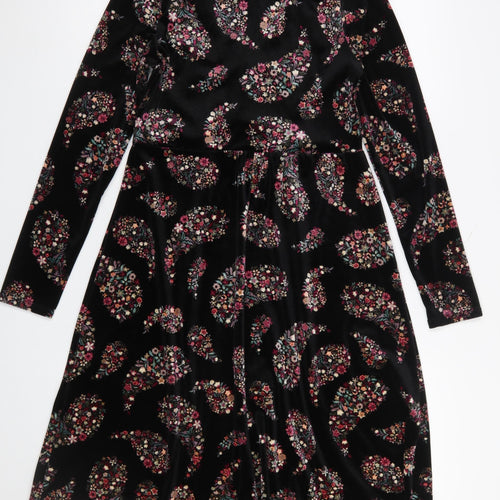 Monsoon Women's Black Paisley Velvet A-Line Dress Size 10
