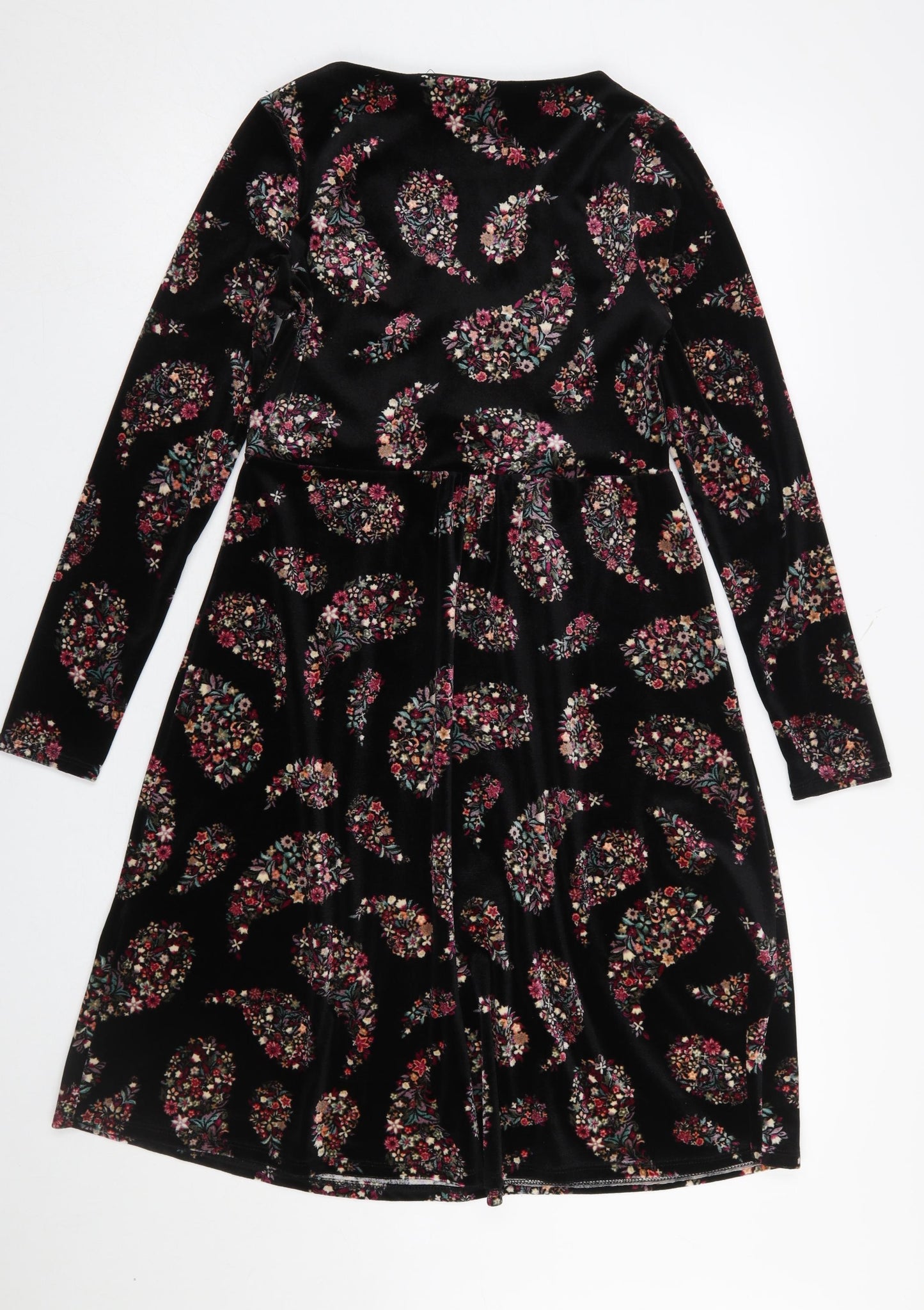 Monsoon Women's Black Paisley Velvet A-Line Dress Size 10