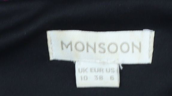 Monsoon Women's Black Paisley Velvet A-Line Dress Size 10