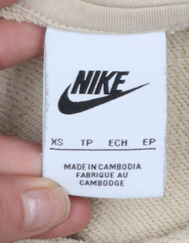Nike Womens Beige Pullover Hoodie XS Cotton Blend Casual