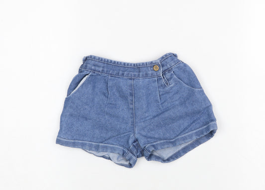 Next Girls Blue Denim Chino Shorts 2-3 Years Cotton Blend