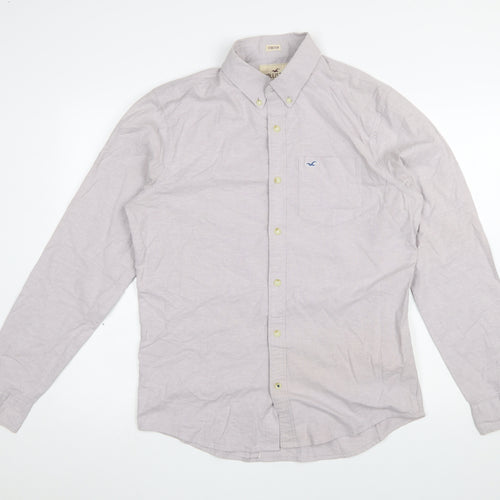 Hollister Men's Grey Slim Fit Long Sleeve Button-Down Shirt M