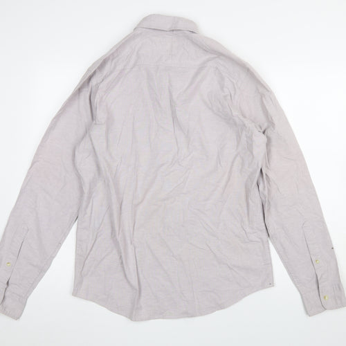 Hollister Men's Grey Slim Fit Long Sleeve Button-Down Shirt M