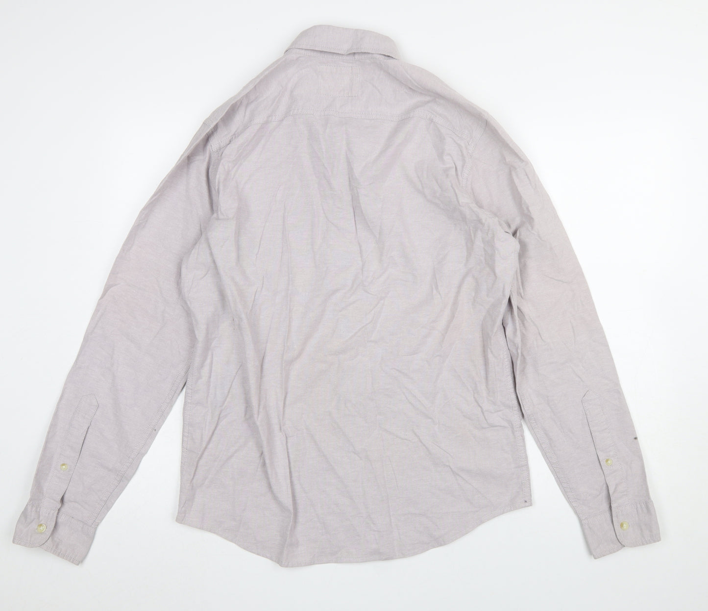 Hollister Men's Grey Slim Fit Long Sleeve Button-Down Shirt M