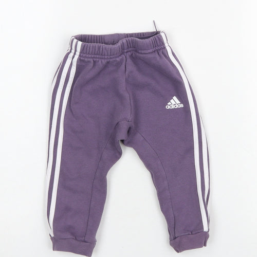 Adidas Unisex Baby Purple Jogger Sweatpants 12-18 Months Elastic Waist