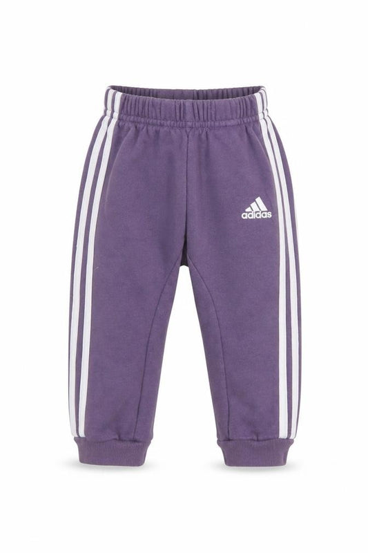 Front view of Adidas unisex baby purple jogger sweatpants 12-18 months elastic waist