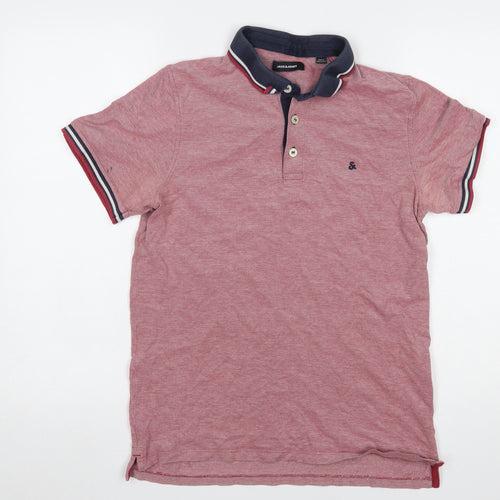 Jack & Jones Men's Red Short Sleeve Polo Shirt Size L