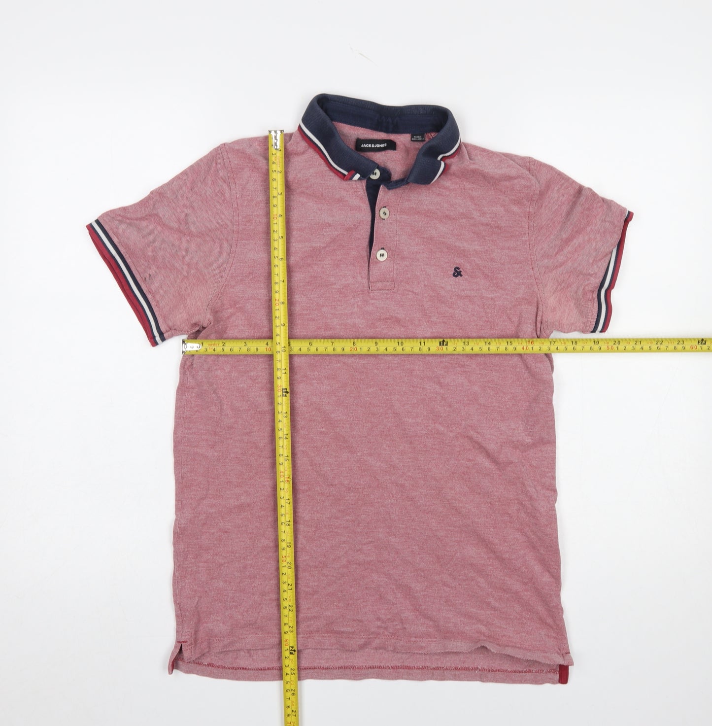 Jack & Jones Men's Red Short Sleeve Polo Shirt Size L