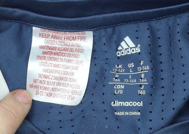 Adidas Manchester United Blue Teen L ClimaCool Training T-Shirt