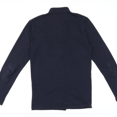 boohooMAN Men’s Blue Slim Fit Band Collar Long Sleeve Cotton Shirt M