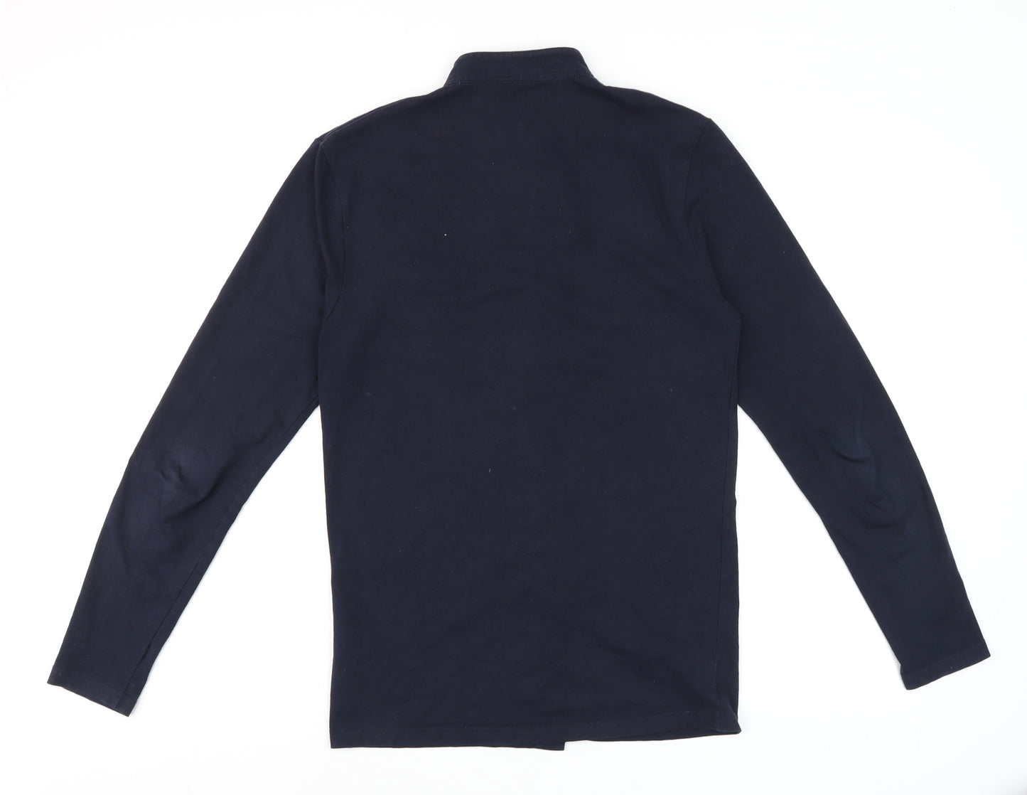 boohooMAN Men’s Blue Slim Fit Band Collar Long Sleeve Cotton Shirt M