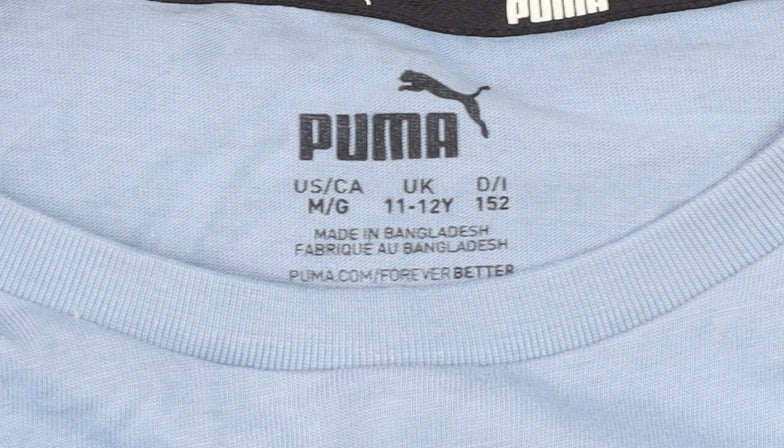 Puma Boys Blue 11-12 Years Regular Fit Logo Sports T-Shirt