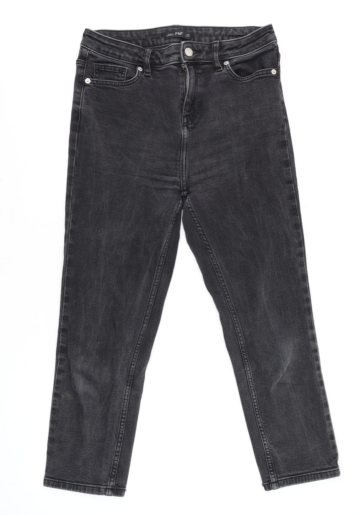 F&F Women’s Black Dark Wash Skinny Jeans UK 10 Slim Fit Cotton Blend