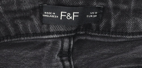 F&F Women’s Black Dark Wash Skinny Jeans UK 10 Slim Fit Cotton Blend