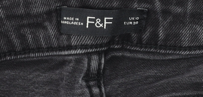 F&F Women’s Black Dark Wash Skinny Jeans UK 10 Slim Fit Cotton Blend