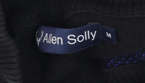 Allen Solly Men Blue Black Cotton Half Zip High Neck Jumper M