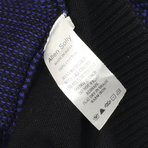 Allen Solly Men Blue Black Cotton Half Zip High Neck Jumper M
