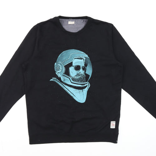 Peter England Mens Black XL Space Graphic Pullover Sweatshirt