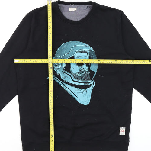 Peter England Mens Black XL Space Graphic Pullover Sweatshirt