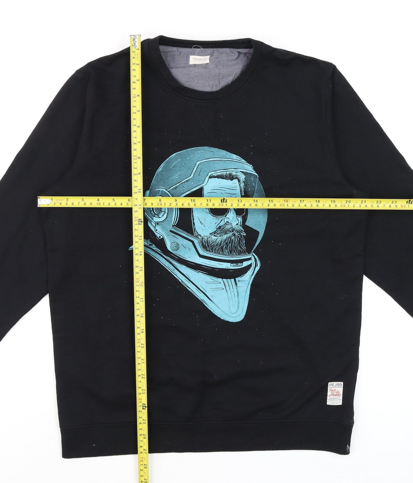 Peter England Mens Black XL Space Graphic Pullover Sweatshirt