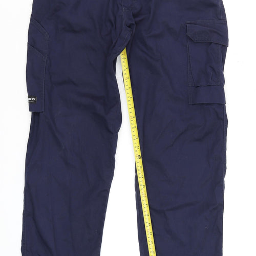 Tranemo Men's Navy Blue Cargo Workwear Trousers 34R Polyester Cotton Blend