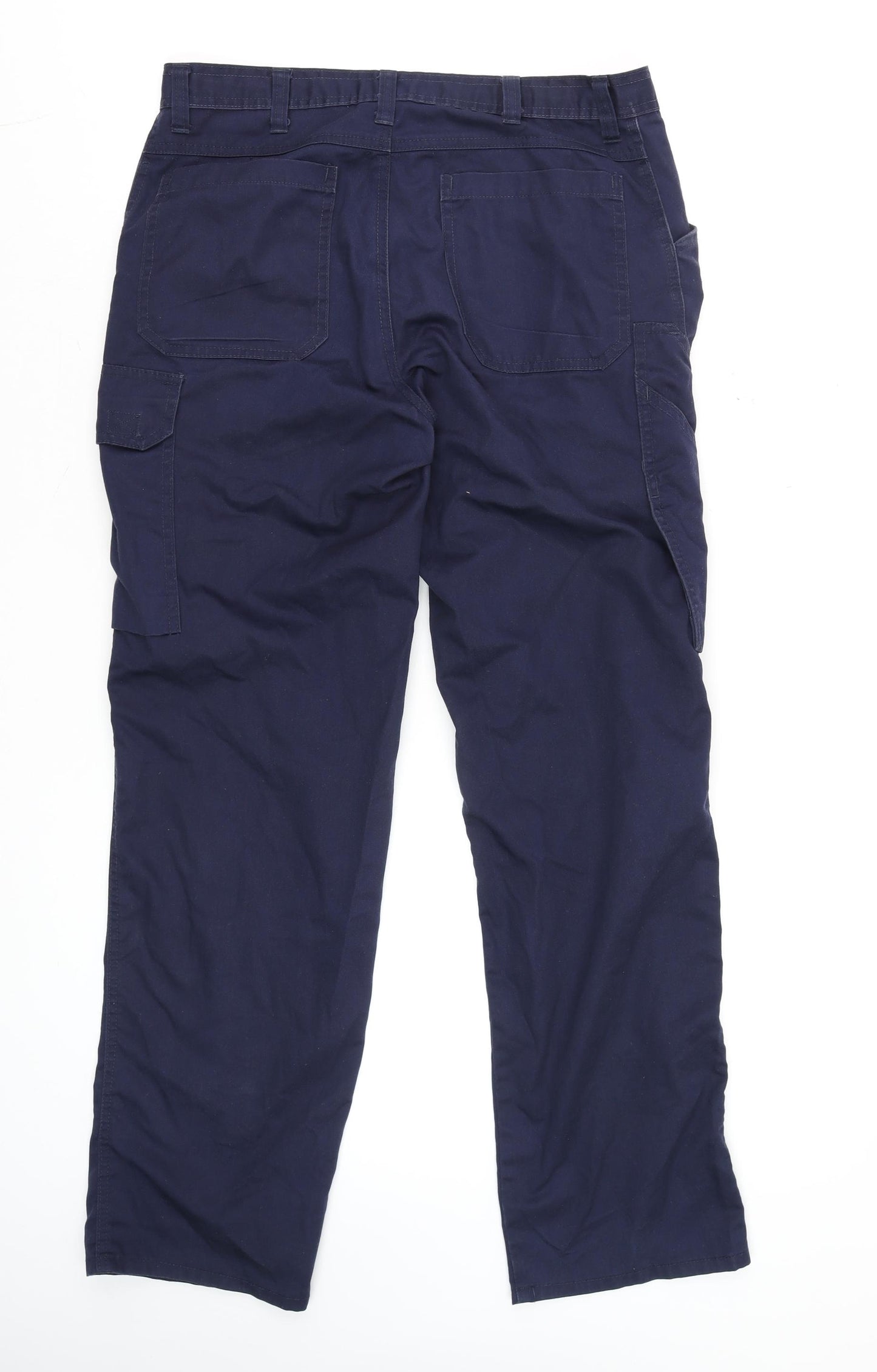 Tranemo Men's Navy Blue Cargo Workwear Trousers 34R Polyester Cotton Blend