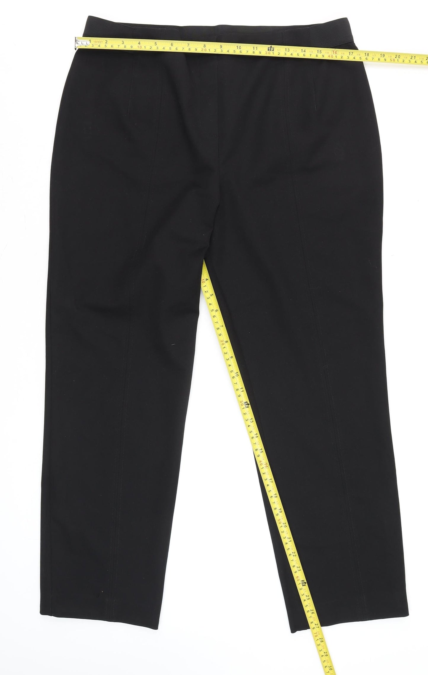 Gallery Womens Black Size 14 Classic Straight Leg Trousers