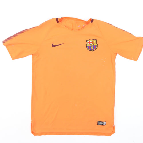 Nike Boys Orange Barcelona Dri-FIT Football T-Shirt L 12-13 Years
