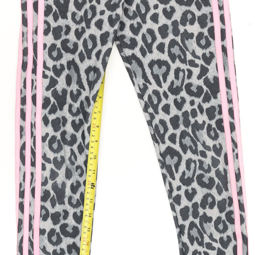 adidas Girls Grey Leopard Print 3-Stripes Leggings 11-12 Years