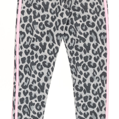adidas Girls Grey Leopard Print 3-Stripes Leggings 11-12 Years