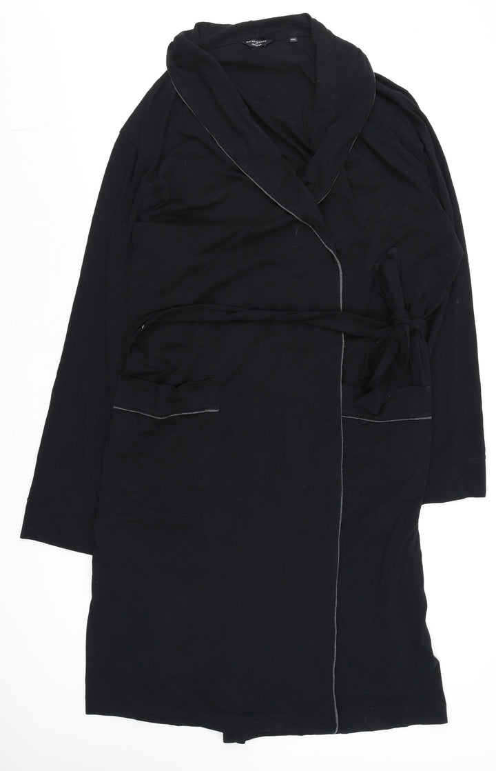 Marks and Spencer Black Unisex 2XL Wrap Cardigan Lightweight Cotton Blend