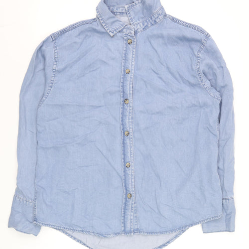 Denim Co. Women’s Blue XS Cotton Button-Up Long Sleeve Shirt