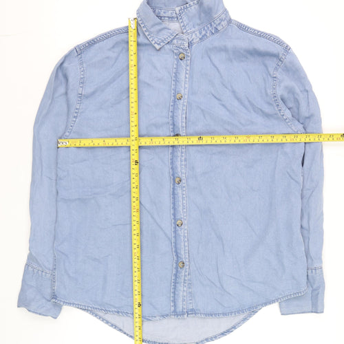 Denim Co. Women’s Blue XS Cotton Button-Up Long Sleeve Shirt