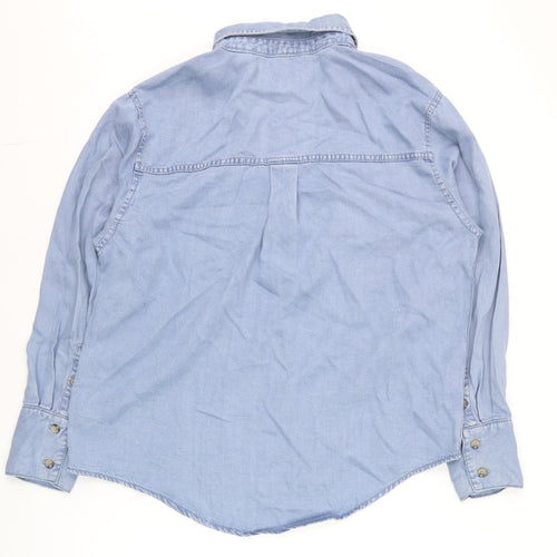 Denim Co. Women’s Blue XS Cotton Button-Up Long Sleeve Shirt