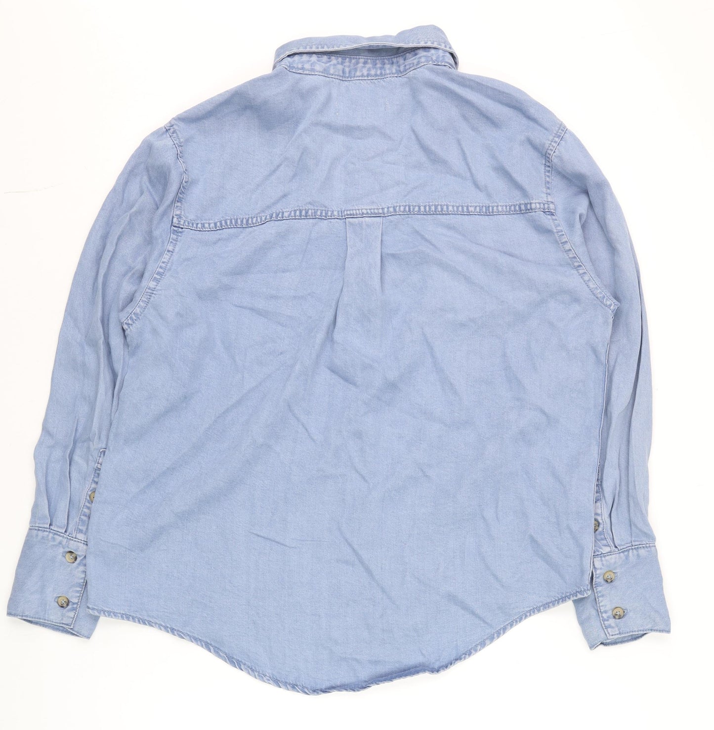 Denim Co. Women’s Blue XS Cotton Button-Up Long Sleeve Shirt