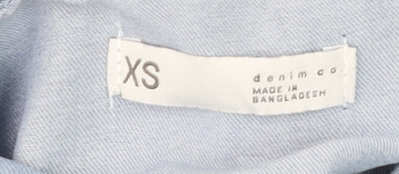Denim Co. Women’s Blue XS Cotton Button-Up Long Sleeve Shirt