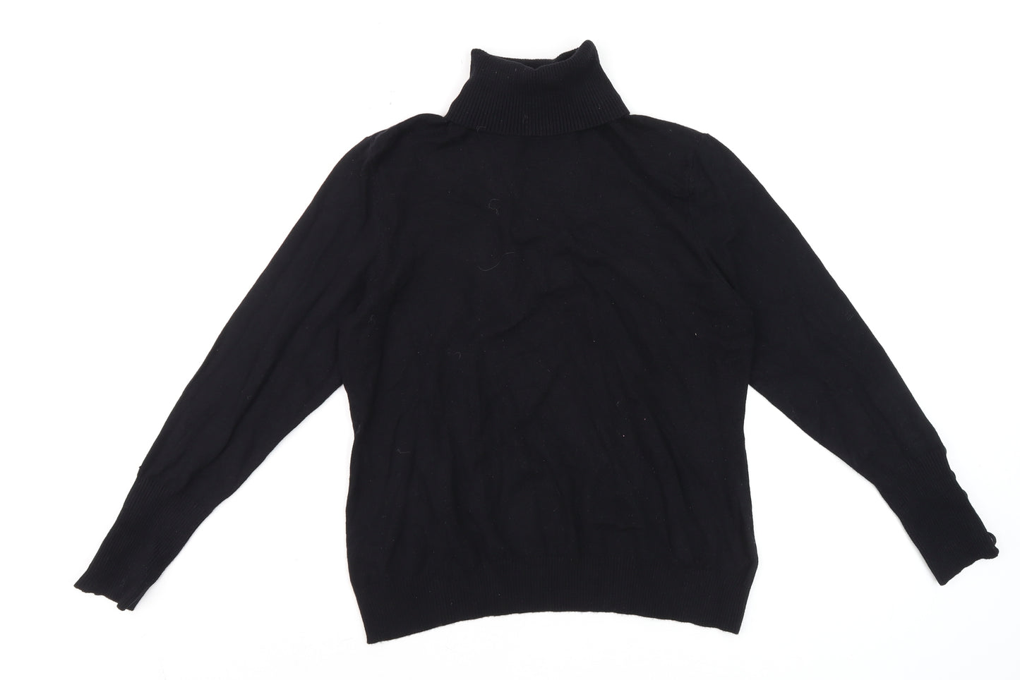 Savida Women Black Roll Neck Knit Long Sleeve Top Size 14