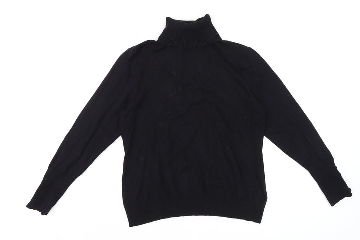 Savida Women Black Roll Neck Knit Long Sleeve Top Size 14