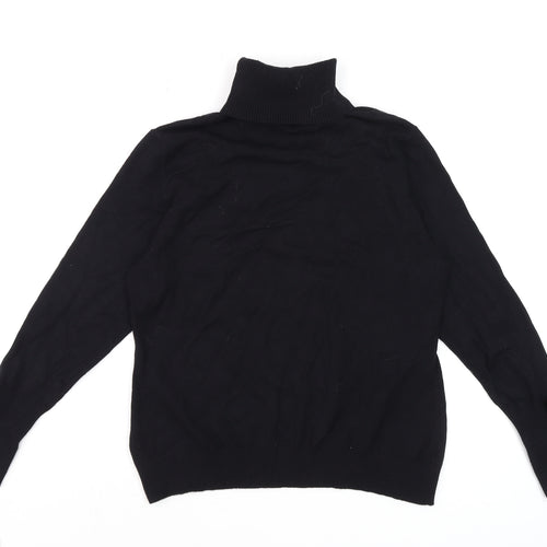 Savida Women Black Roll Neck Knit Long Sleeve Top Size 14