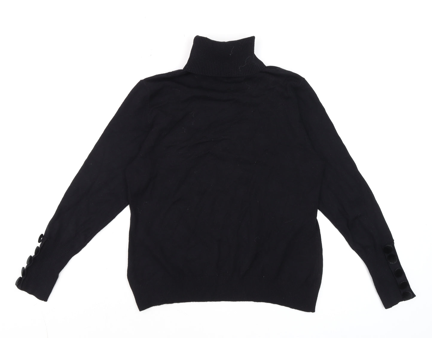 Savida Women Black Roll Neck Knit Long Sleeve Top Size 14