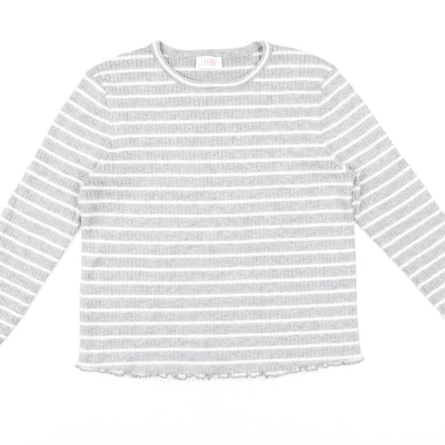 Savida Women Grey Striped Long Sleeve Knit Top Size 14