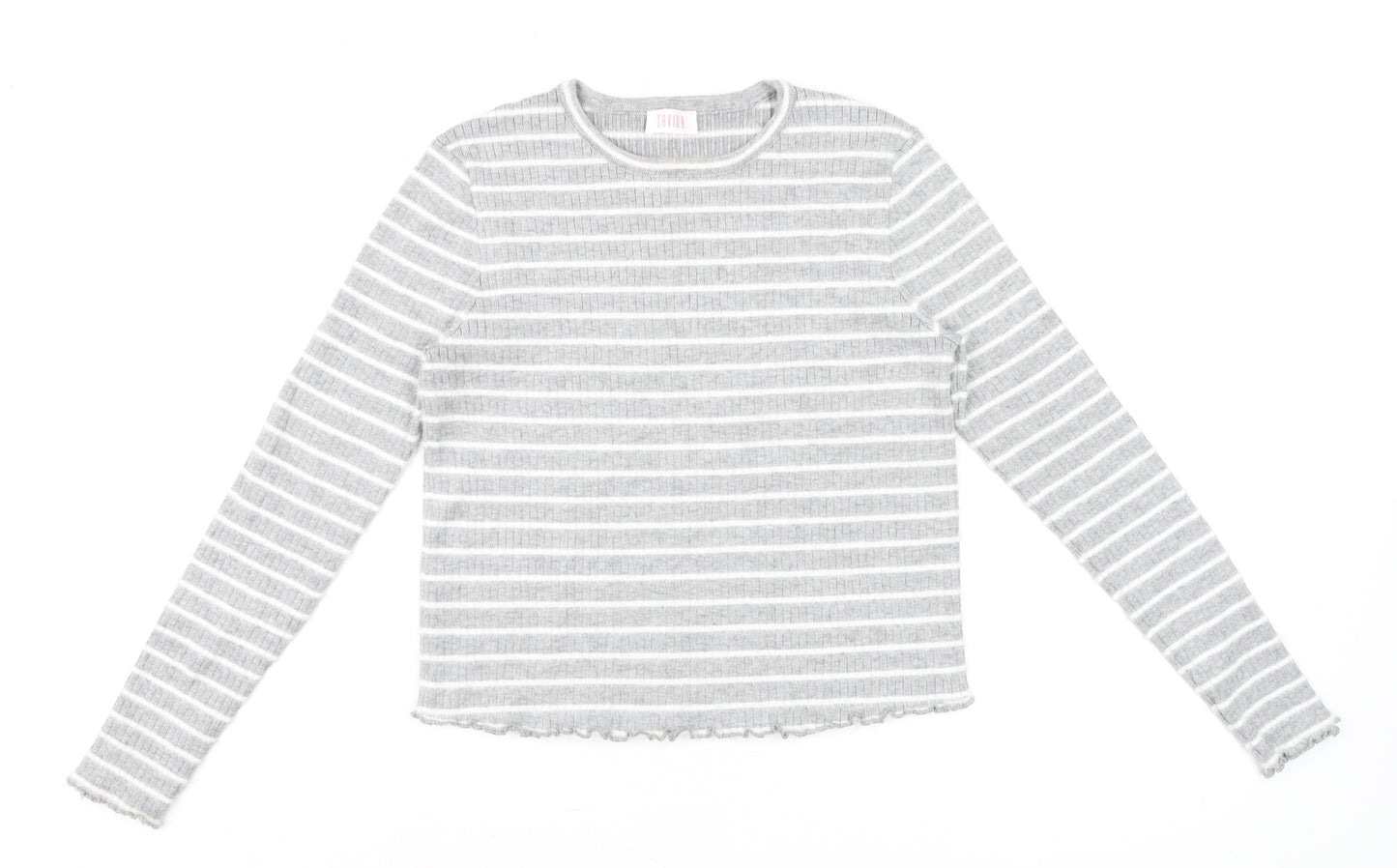 Savida Women Grey Striped Long Sleeve Knit Top Size 14
