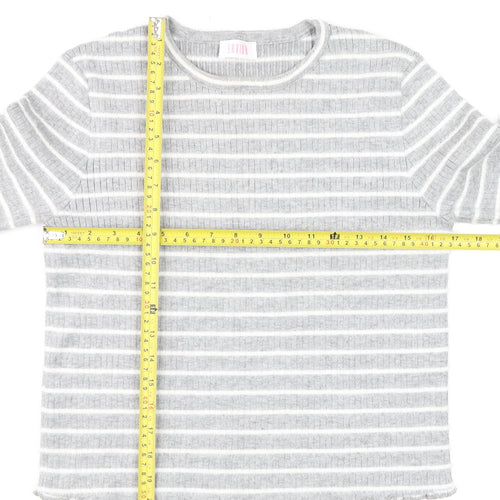 Savida Women Grey Striped Long Sleeve Knit Top Size 14