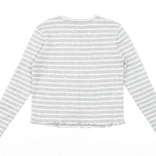 Savida Women Grey Striped Long Sleeve Knit Top Size 14